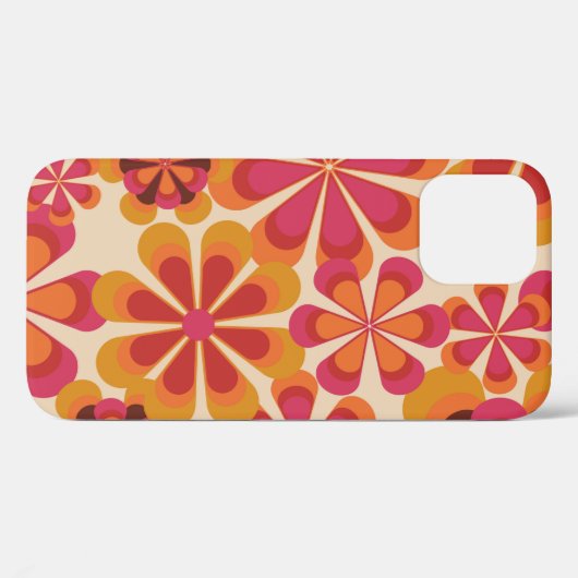 シームレスな70sレトロな花のパターンとヴィンテージダイ Case-Mate iPhoneケース (裏面 (横))