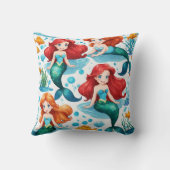 シームレスな「リトルマーメイド」デザインオンホワイトバック クッション (裏面)