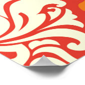 シームレスなdamask壁紙オーナメント花in oran ポスター (角)