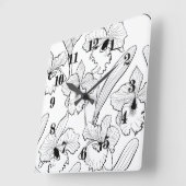 シームレスにスケッチされた蘭のカトレヤの花が熱帯 スクエア壁時計 (傾斜)