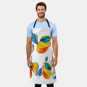 シームレスに絵を描水の色の手の梨縁ど。  エプロン (着用した状態)