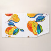 シームレスに絵を描水の色の手の梨縁ど。  バスタオル (バスタオル)