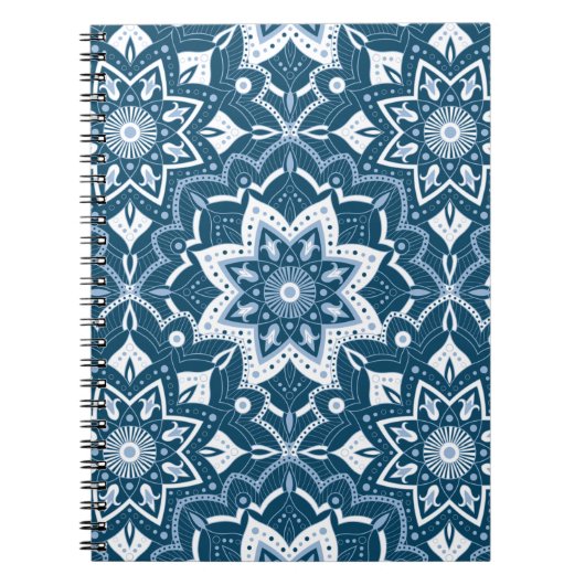 シームレスイスラムアートカラフルブルー ノートブック (正面)
