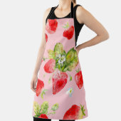 シームレスイチゴの水彩模様 エプロン (インサイチュ)