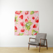 シームレスイチゴの水彩模様 タペストリー (インサイチュ(横))
