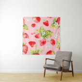 シームレスイチゴの水彩模様 タペストリー (インサイチュ)