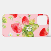 シームレスイチゴの水彩模様 Case-Mate iPhoneケース (裏面 (横))