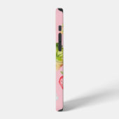 シームレスイチゴの水彩模様 iPhoneケース (左側面)