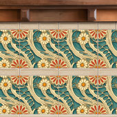 シームレスインジゴと赤いクリームパターオーガニックン タイル