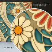 シームレスインジゴと赤いクリームパターオーガニックン タイル