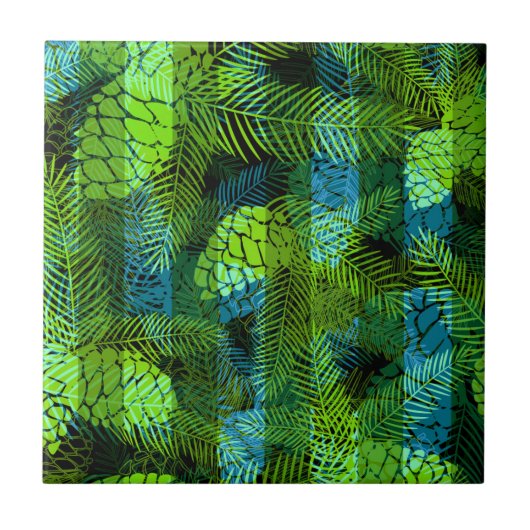 シームレスウィンタークリスマスグリーンブルーパインコーンtr タイル (正面)