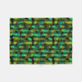 シームレスウィンタークリスマスグリーンブルーパインコーンtr フリースブランケット (正面(横))