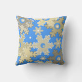 シームレスウィンターライトブルーベージュパターンスノーフレーク クッション (裏面)