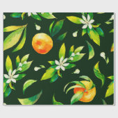 シームレスウォーター色の柑橘類と葉パット ラッピングペーパー (フラット)