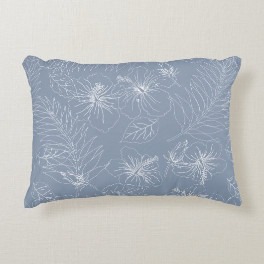 シームレスエキゾチックなハイビスカスのトロピカルパーム葉の アクセントクッション (正面)