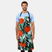 シームレスオレンジフルーツガーデンプリント エプロン (着用した状態)