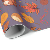 シームレスオータムラッピング紙:秋キノコ ラッピングペーパー (ロールコーナー)