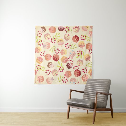 シームレスカップケーキイラストレーション タペストリー (インサイチュ(横))