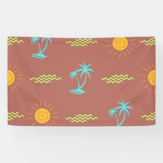 シームレスカラフルな夏のパターン – フローラ-自然 横断幕 (横)