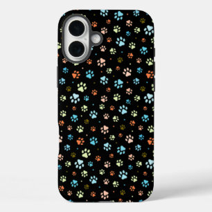 シームレスカラフルな小さな犬の足 iPhone 16 PLUSケース