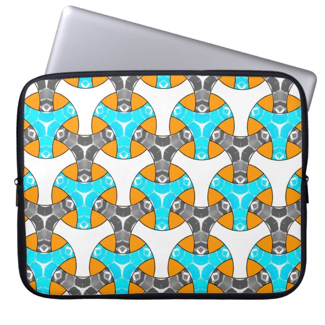 シームレスカラフルインターレースストライプのパターン， des ラップトップスリーブ (正面)