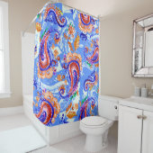 シームレスカラフルペイズリーパターン シャワーカーテン (インサイチュ)