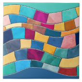 シームレスカラフルモザイク波 タイル (正面)