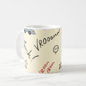 シームレスカースケッチ:キッズベッドシート コーヒーマグカップ (正面左)