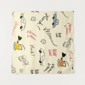 シームレスカースケッチ：キッズベッドシート タペストリー (正面(横))