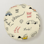 シームレスカースケッチ：キッズベッドシート ラウンドクッション (裏面)