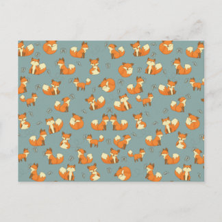シームレスキツネとバタフライパターン ポストカード