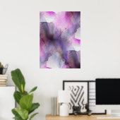 シームレスキュービズム紫抽象芸術芸術 ポスター (ホームオフィス)