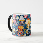 シームレスクラゲ海ライフパターンデザイン モーフィングマグカップ (正面左)