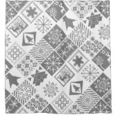 シームレスクリスマスパッチワーク雪片t シャワーカーテン (正面)