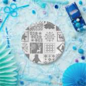 シームレスクリスマスパッチワーク雪片t ペーパープレート (パーティー)