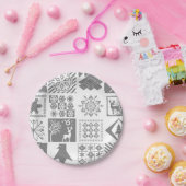 シームレスクリスマスパッチワーク雪片t ペーパープレート (パーティー)