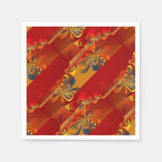 シームレスグラフィックデザイン – 赤オレンジI スタンダードカクテルナプキン (正面)