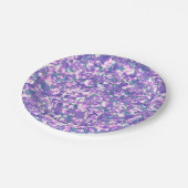 シームレスグリッターシークイン輝くスミレ色のシルバーパット ペーパープレート (アングル)