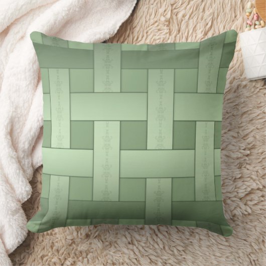 シームレスグリーンストライプのシルクのモダン裏模様 クッション (ブランケット)