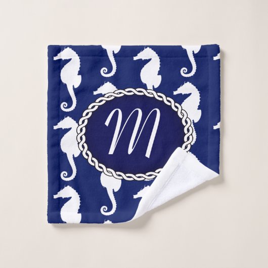 シームレスシーホース模様 バスタオルセット (ウォッシュタオル)