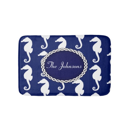 シームレスシーホース模様 バスマット (正面)