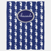 シームレスシーホース模様 フリースブランケット (正面)