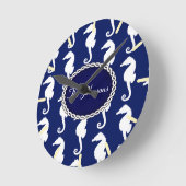 シームレスシーホース模様 ラウンド壁時計 (傾斜)