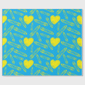 シームレススクールハート鉛筆ラッピング紙ラブ ラッピングペーパー (フラット)