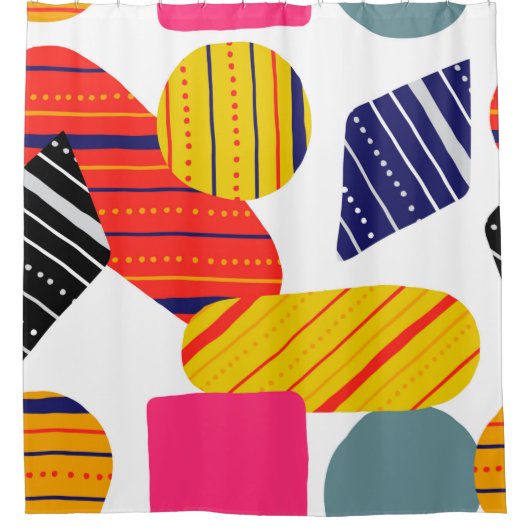 シームレススタイリッシュな抽象芸術ハンド描画パターン。ビント シャワーカーテン (正面)
