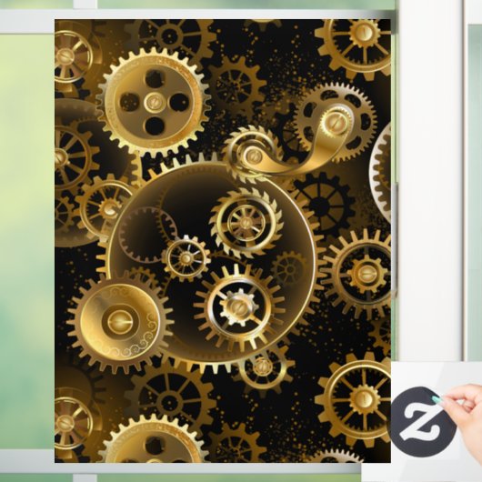 シームレススチームパンクブラスギア ウィンドウサイン (ホーム)