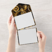 シームレススチームパンクブラスギア オールインワン招待状 (貼ってはがせる)