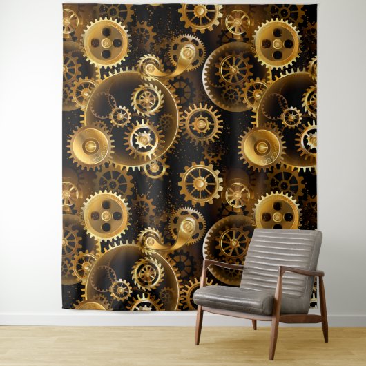 シームレススチームパンクブラスギア タペストリー (インサイチュ)