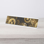 シームレススチームパンクブラスギア デスクネームプレート (正面)