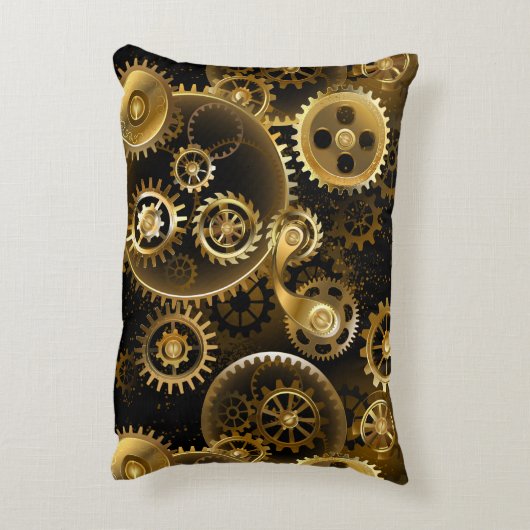 シームレススチームパンク真鍮ギア アクセントクッション (裏面(縦))
